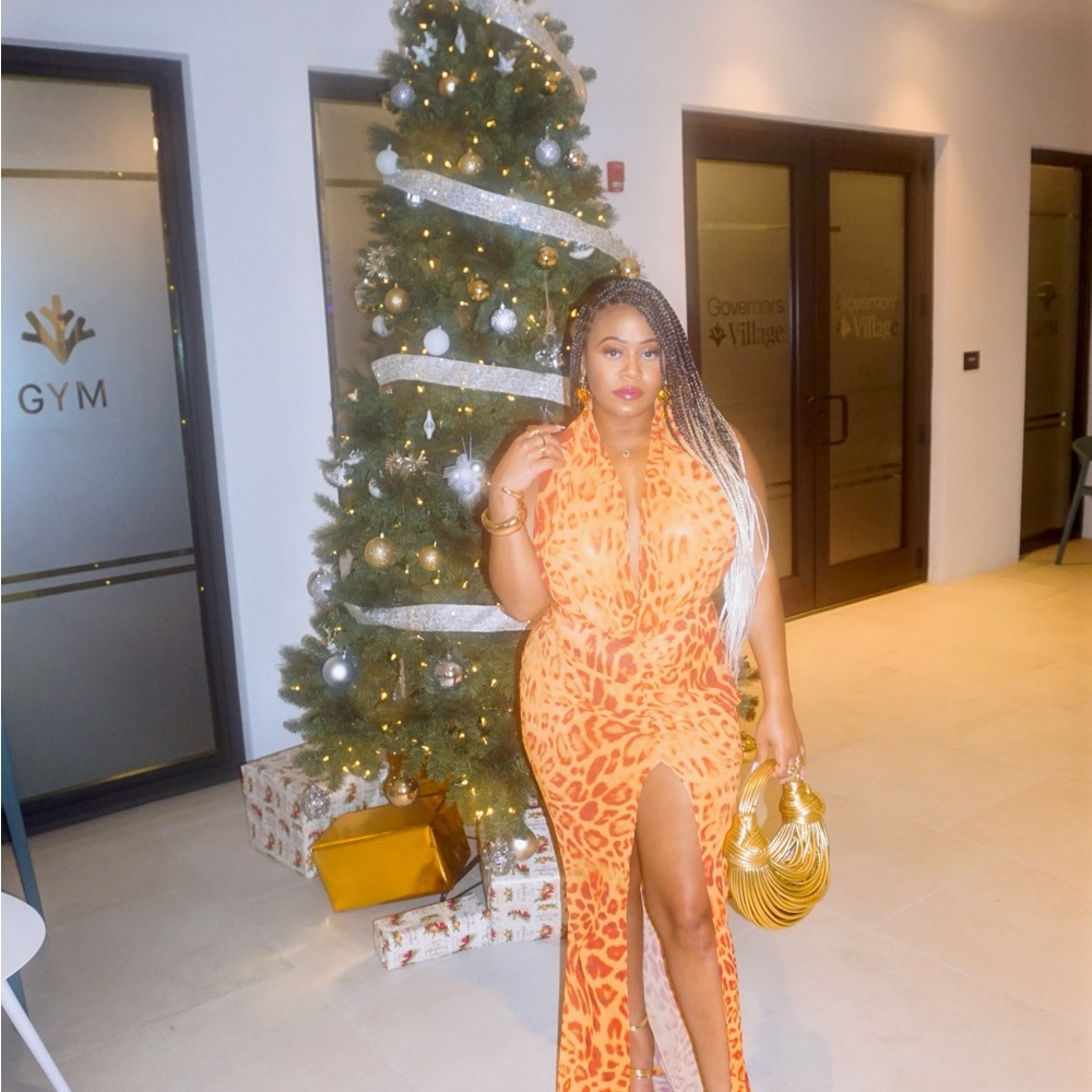 PrettyLittleThing PLT Chic Orange Leopard Print Maxi Dress